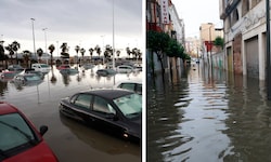 In der südspanischen Hafenstadt Algeciras hat der Regen die Straßen überflutet.