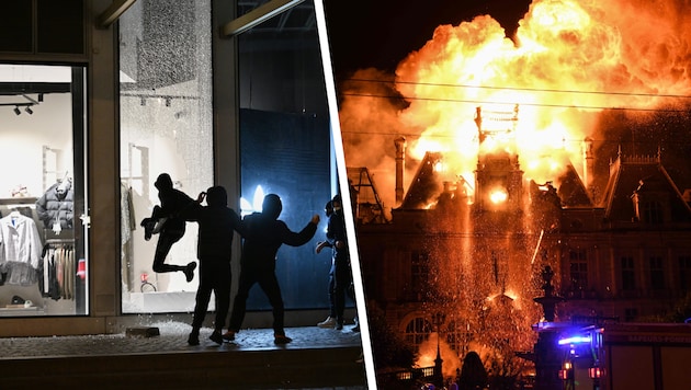 Jugendliche plünderten Geschäfte, zerstörten in Frankreich sogar ein Rathaus.