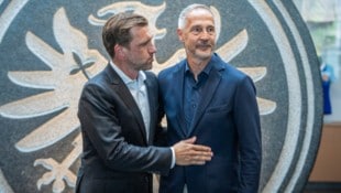 Markus Krösche (li.) hatte Adi Hütter als Trainer zurück nach Frankfurt geholt.