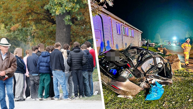Viele Freunde und Bekannte der beiden Todesopfer besuchen den Unglücksort in Nußdorf, bringen ...