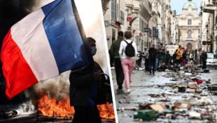 Auch in der französischen Stadt Marseille liefetren sich Demonstranten wilde Gefechte mit der ...