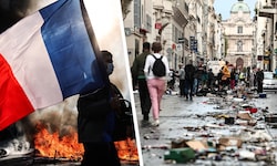 Auch in der französischen Stadt Marseille liefetren sich Demonstranten wilde Gefechte mit der ...