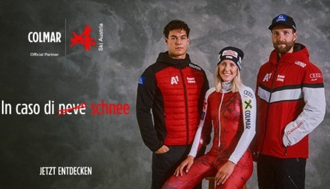v.l. Lukas Feurstein, Conny Hütter und Marco Schwarz in der neuen Ski-Austria-Kollektion von ...