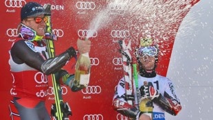 Die einstiegen Dauerrivalen im Riesentorlauf: Ligety (li.) und Hirscher.
