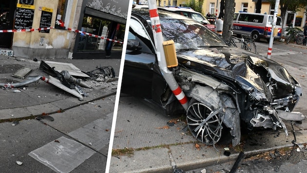 Neben dem Lenker und seinem Beifahrer wurden auch drei Passanten bei dem Unfall verletzt.