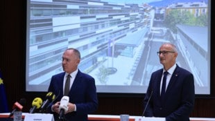 Innenminister Gerhard Karner (li.) und Landeshauptmann Anton Mattle bei der Präsentation des ...