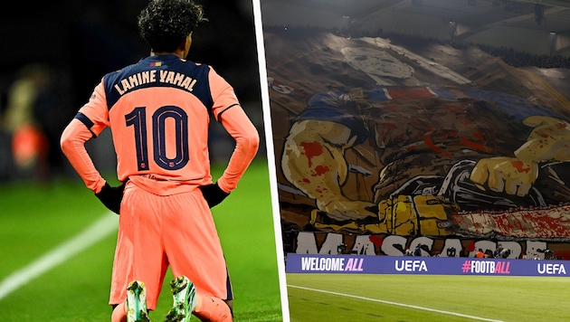 Mit einer Massaker-Choreo zog sich Paris den Ärger des FC Barcelona zu.