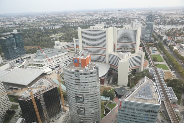 Die Wiener UNO-City auf einer Archivaufnahme