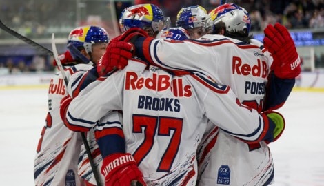 Jubel bei den Bulls nach dem Sieg gegen Ljubljana.
