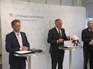 Innenminister Gerhard Karner, Landespolizeidirektor Franz Popp und LKA-Leiter Stefan Pfandler ...
