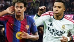 Gipfeltreffen der Superstars: Lamine Yamal (li.) und der FC Barcelona empfangen Real Madrid mit ...