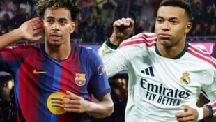 Gipfeltreffen der Superstars: Lamine Yamal (li.) und der FC Barcelona empfangen Real Madrid mit ...