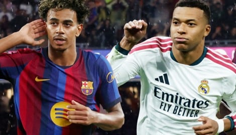 Gipfeltreffen der Superstars: Lamine Yamal (li.) und der FC Barcelona empfangen Real Madrid mit ...