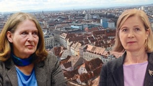 Elke Kahr (links) und Judith Schwentner sorgen sich um die Grazer Altstadt. 