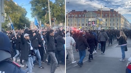 Der Fanmarsch der mitgereisten Marseille-Fans