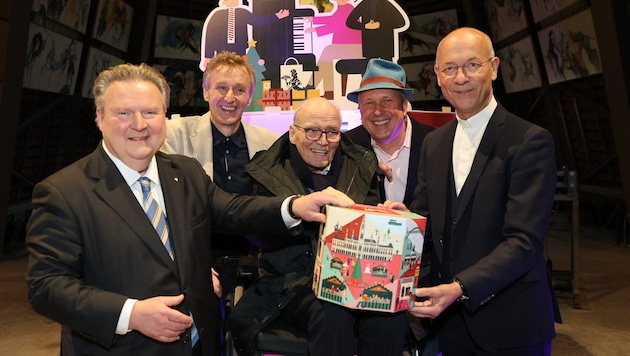 Bürgermeister Michael Ludwig, Jürgen Hagenauer, Hans Staud, Stefan Schauer, Toni Faber (v.li.).