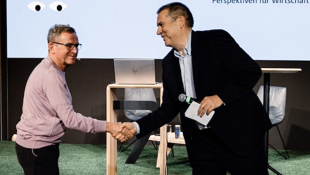Fußball-Teamchef Ralf Rangnick, Rechtsanwalt Peter Vogl (re.)