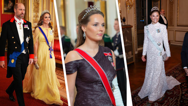 Prinzessin Kate mit Prinz William auf Schloss Windsor (l.), Kronprinzessin Ingrid Alexandra beim ...