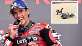 Marc Marquez darf über den Sieg im Sprint jubeln – Jorge Martin hingegen hat das Rennen nach ...