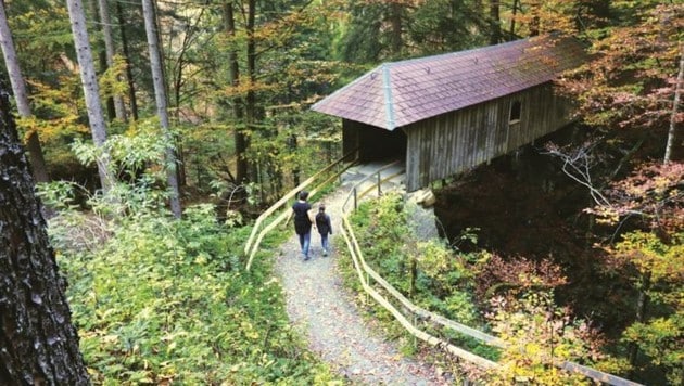 Diese letzte gedeckte Holzbrücke Dornbirns wurde 1981 unter Denkmalschutz gestellt.