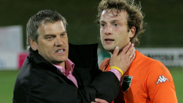 Ernst Baumeister mit Wacker-Kicker Ferdinand Feldhofer.