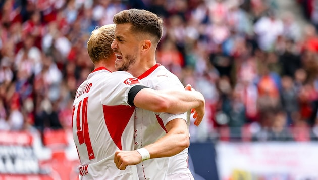 Christoph Baumgartner (right) scored a goal against Elversberg after coming off the bench.
