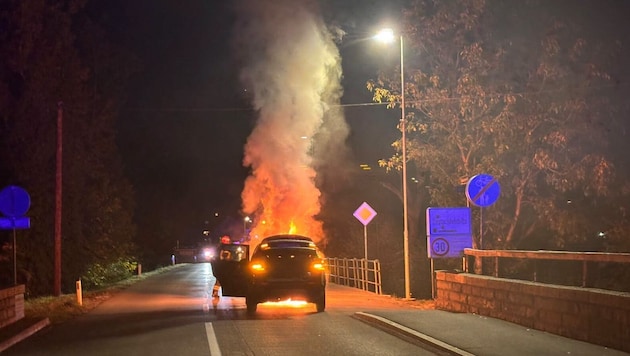 Flammen schlugen aus dem Motorraum. Die Feuerwehr löschte.