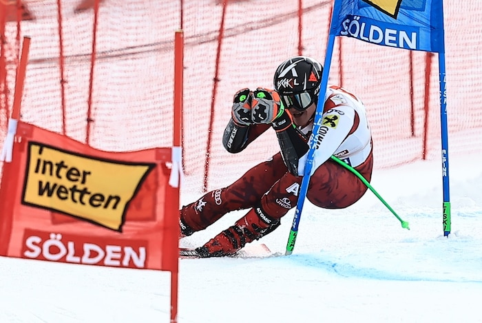 Raphael Haaser raste mit Laufbestzeit noch auf Platz fünf.