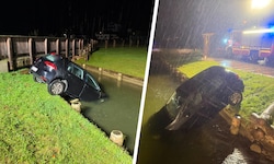 Das Auto landete im Bach. Verletzt wurde niemand. 