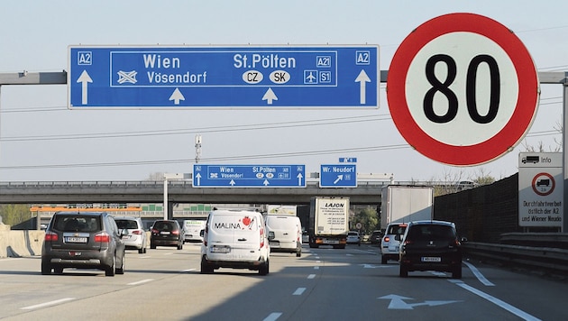 Das 80er-Limit auf der Südautobahn bei Wiener Neudorf sorgte schon oft für Debatten.