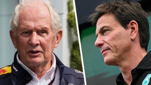 Toto Wolff hat die Aussagen von Helmut Marko (links) über Mercedes-Pilot George Russell nicht ...