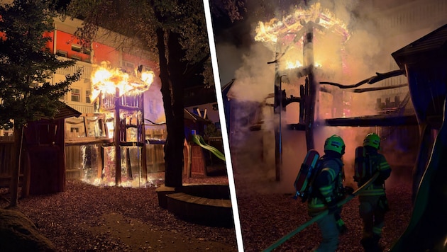 Das Baumhaus stand mitten in der Nacht in Flammen.