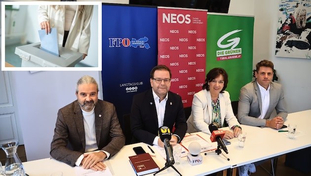 Markus Sint (Liste Fritz), Markus Abwerzger (FPÖ), Birgit Obermüller (Neos) und Gebi Mair von ...