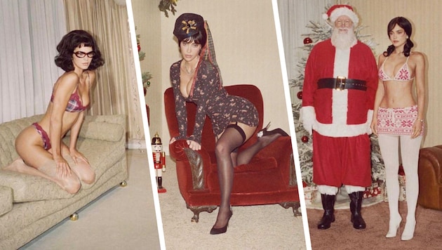 Bei Skims wird Weihnachten zur Familiensache. Kim Kardashian posiert gemeinsam mit ihren ...