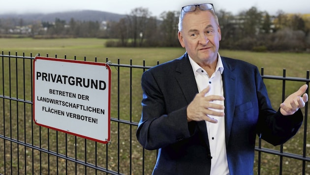 Weil diese Wiese verbaut werden soll, wird Bürgermeister Schredl bedroht.