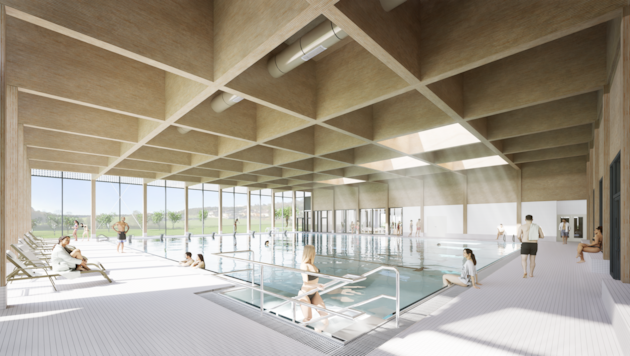Rund 27 Millionen Euro soll das Hallenbad in Seekirchen neben der Sportanlage kosten
