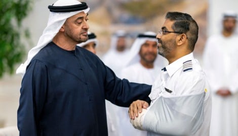Scheich Mohammed bin Zayed Al Nahyan würdigte den Einsatz des indischen Pilotens während des ...