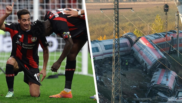 Leverkusen-Star Lucas Vazquez ging nach seinem Traumtor auf die Knie und gedachte der Opfer der ...