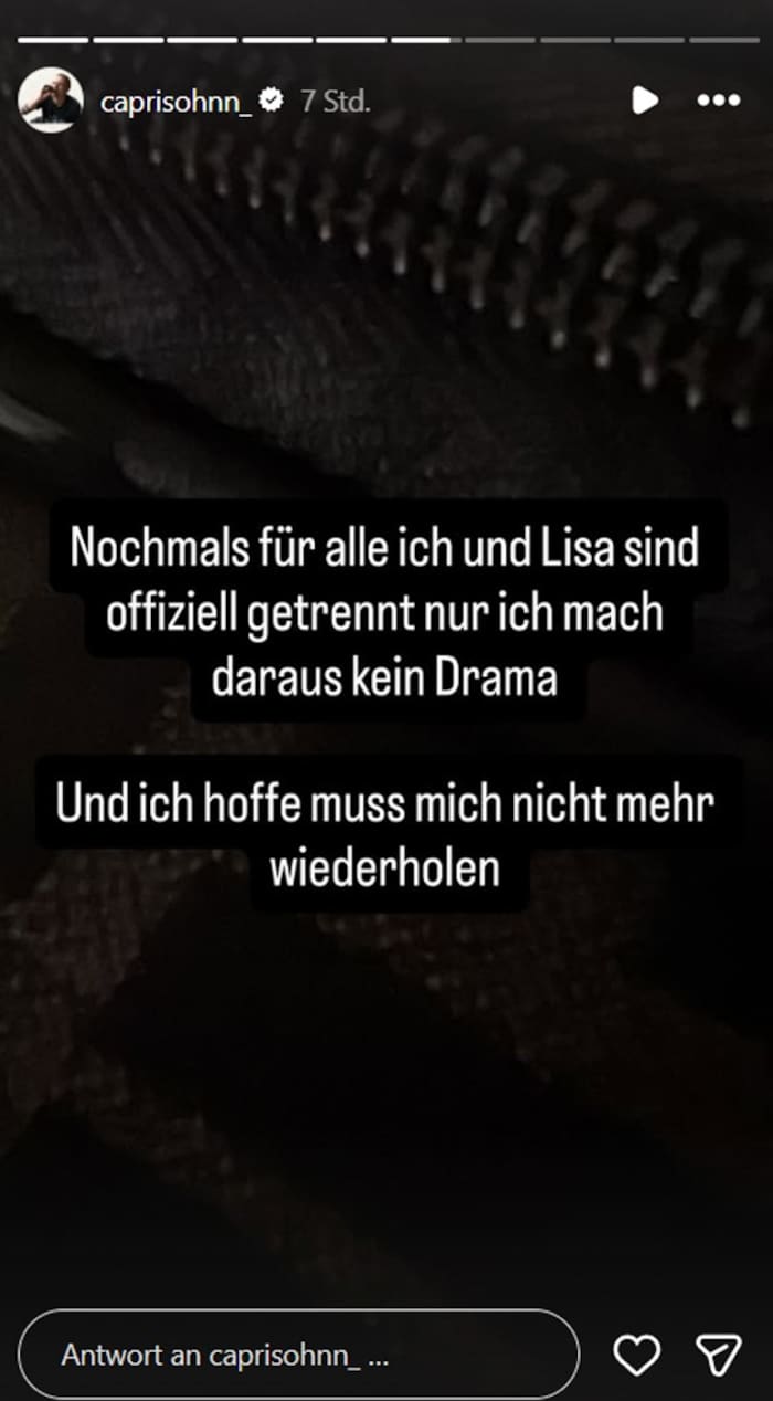Diese kurze Nachricht veröffentlichte Geri in seinen Instagram-Storys.