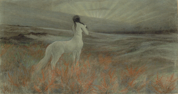 Emilie Mediz-Pelikan: Weiblicher Kentaur, 1895 29 x 54,6 cm, Farbkreide