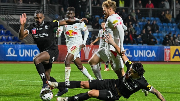 SW Bregenz (im Bild links Dredon Kelly und Lucas Dantas) kämpften gegen Salzburg mit Haut und ...