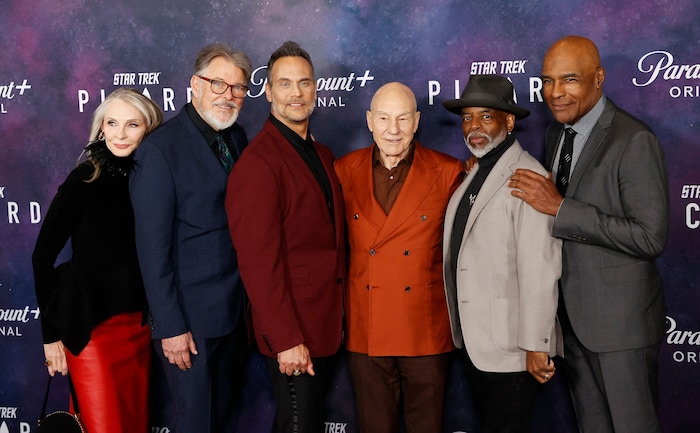 Gates McFadden (Dr. Beverly Crusher), Jonathan Frakes, Todd Stashwick (Captain Liam Shaw), Sir ...