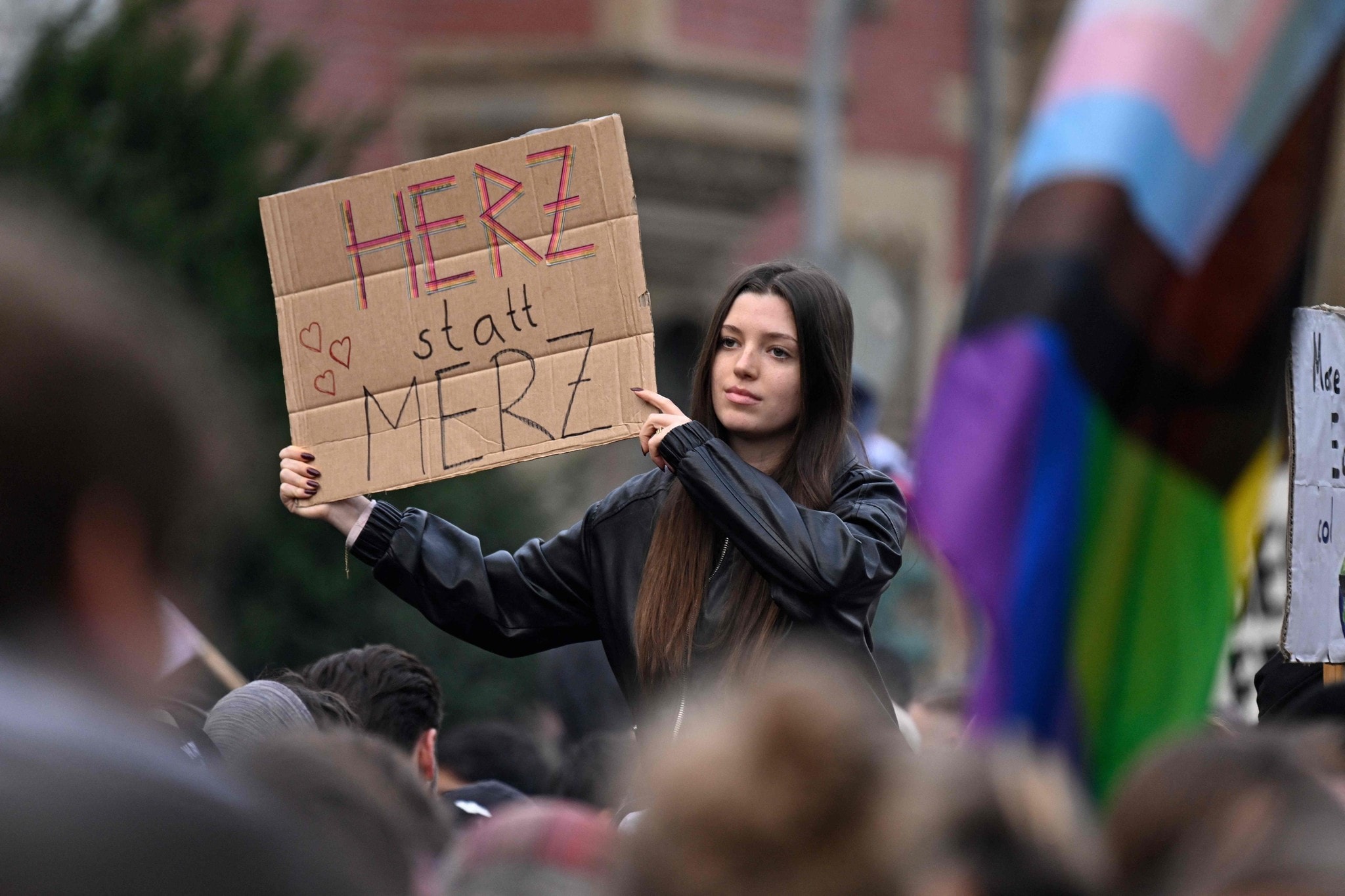 Eine Demonstrantin in Berlin