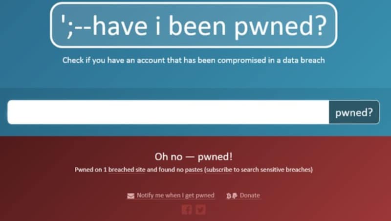 (Bild: haveibeenpwned.com)