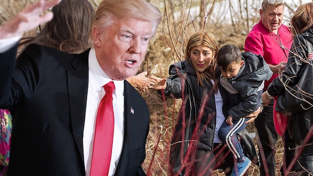 Flucht vor Trumps Politik: Eine kolumbianische Frau überquert illegal die US-kanadische Grenze. (Bild: AP, AFP)