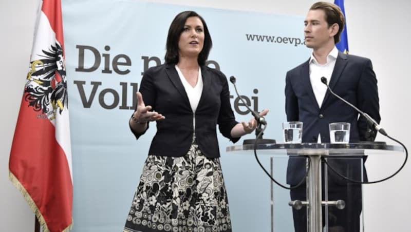 Ein Bild aus dem Jahr 2017: Ex-Ministerin Elisabeth Köstinger und Ex-Kanzler Sebastian Kurz (Bild: APA/Hans Klaus Techt)