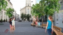 Der Martin-Luther-Platz etwa könnte begrünt und so mit Hessenpark sowie Citypark verbunden werden. (Bild: unbekannt)