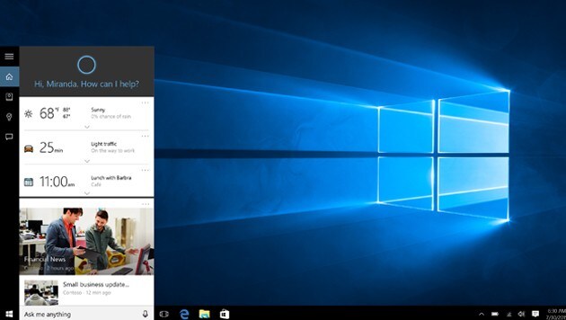 Cortana erledigt Aufgaben auf Zuruf, ist zum Start von Windows 10 hierzulande aber nicht verfügbar. (Bild: Microsoft)