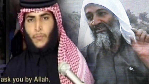 Hamza bin Laden und sein Vater Osama (Bild: AFP, twitter.com)