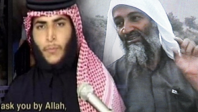 Hamza bin Laden und sein Vater Osama (Bild: AFP, twitter.com)